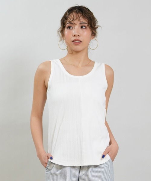 RIKKA FEMME（リッカファム）の「RIKKA FEMME/リッカファム タンクトップ リブ 切り替え RF6S-2302（タンクトップ・レディース・ホワイト/ベージュ/ブラック・FREE）」の4枚目の写真