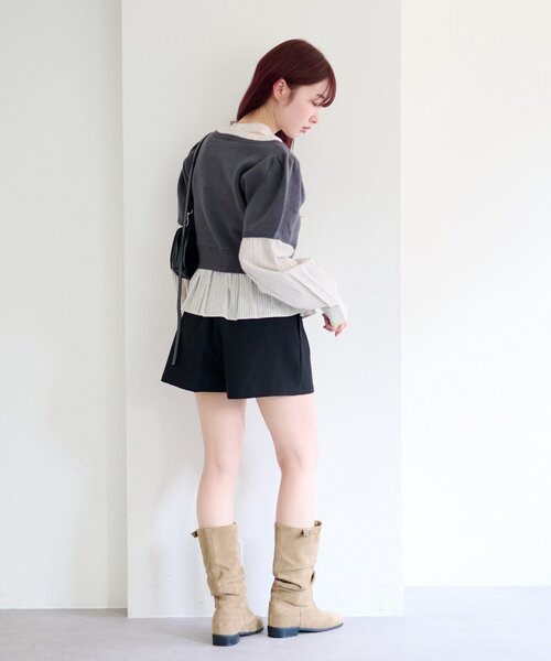 Kastane（カスタネ）の「ドッキングボウタイプルオーバー（シャツ/ブラウス・レディース・チャコールグレー/グレー/アイボリー・FREE）」の7枚目の写真