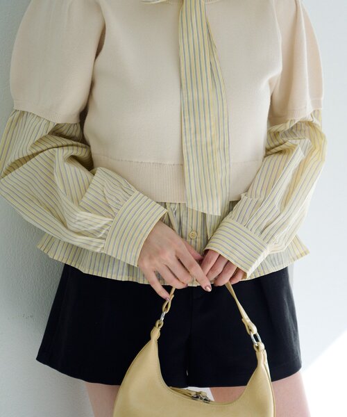 Kastane（カスタネ）の「ドッキングボウタイプルオーバー（シャツ/ブラウス・レディース・チャコールグレー/グレー/アイボリー・FREE）」の8枚目の写真