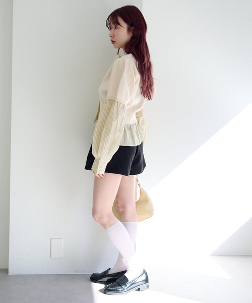 Kastane（カスタネ）の「ドッキングボウタイプルオーバー（シャツ/ブラウス・レディース・チャコールグレー/グレー/アイボリー・FREE）」の14枚目の写真