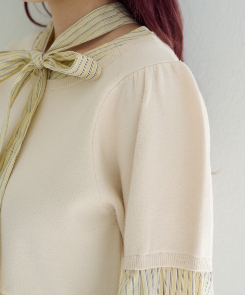 Kastane（カスタネ）の「ドッキングボウタイプルオーバー（シャツ/ブラウス・レディース・チャコールグレー/グレー/アイボリー・FREE）」の18枚目の写真