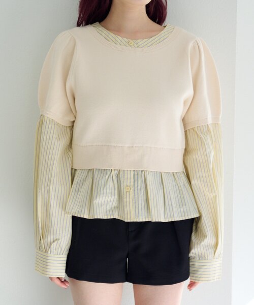 Kastane（カスタネ）の「ドッキングボウタイプルオーバー（シャツ/ブラウス・レディース・チャコールグレー/グレー/アイボリー・FREE）」の22枚目の写真