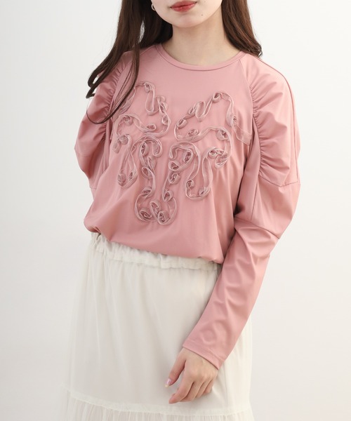 FUNALIVE(ファンアライブ)の「Abanicos オーガンテープ刺繍 プルオーバー(Tシャツ/カットソー・レディース・ネイビー/ブラック/ピンク・LL/M/L/3L)」の18枚目の写真