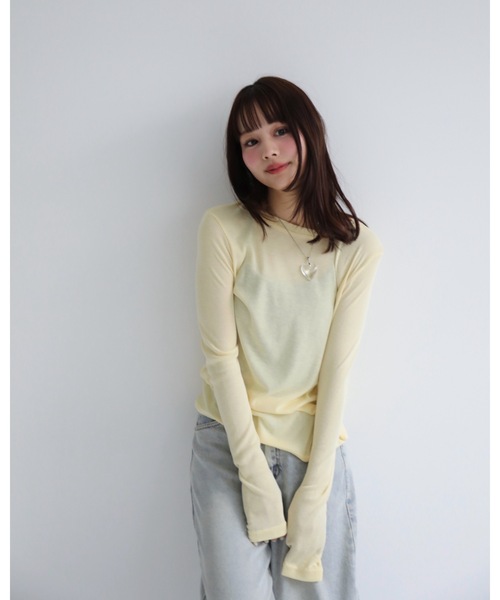 JUMELLE(ジュメロ)の「シアーボートネックPO(Tシャツ/カットソー・レディース・イエロー/ピンク/ホワイト/ブルー/グレー・MEDIUM)」の4枚目の写真