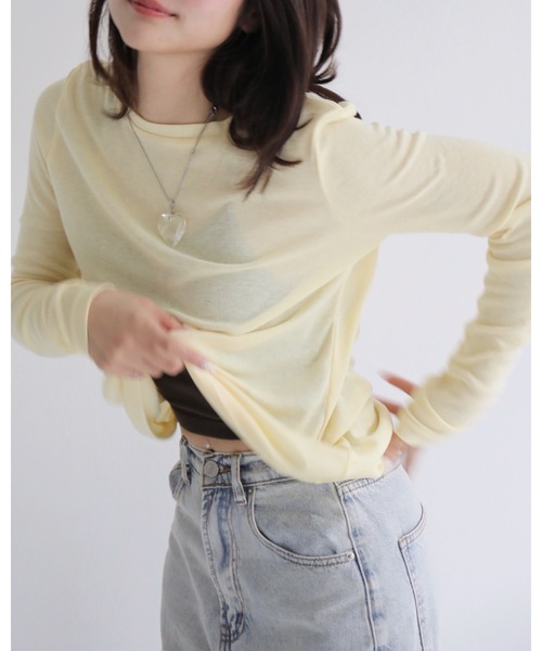 JUMELLE(ジュメロ)の「シアーボートネックPO(Tシャツ/カットソー・レディース・イエロー/ピンク/ホワイト/ブルー/グレー・MEDIUM)」の6枚目の写真