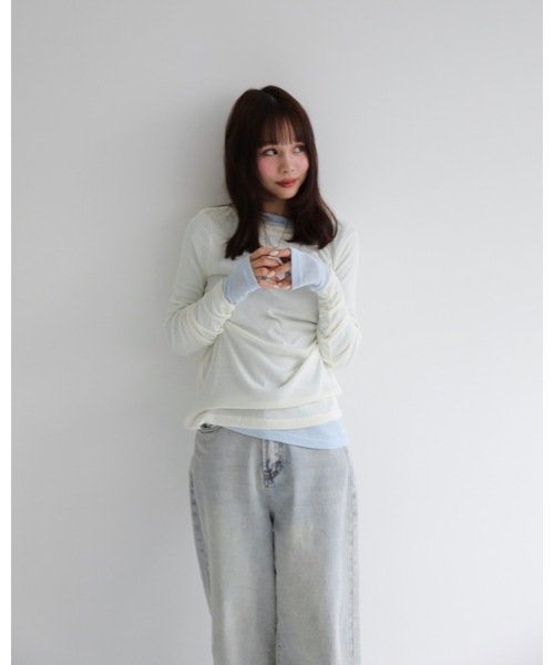 JUMELLE(ジュメロ)の「シアーボートネックPO(Tシャツ/カットソー・レディース・イエロー/ピンク/ホワイト/ブルー/グレー・MEDIUM)」の16枚目の写真