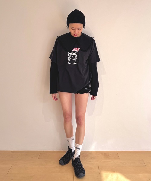 HOLIDAY（ホリデイ）の「SUPER FINE S/S T-SHIRT (LOOPHOLE) スーパーファインショートスリーブTシャツ (ループホール)（Tシャツ/カットソー・レディース・ブラック/ホワイト・XL）」の8枚目の写真