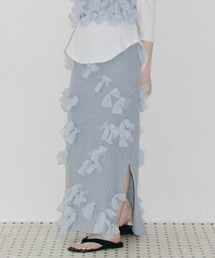 J1U by LA BELLE ETUDE（ジユウバイラベルエチュード）の「メニーリボンニットIラインスカートⅢ【セットアップ対応】（スカート）」