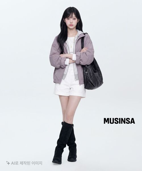 MUSINSA STANDARD WOMAN（ムシンサスタンダードウーマン）の「ウィメンズストライプフードパーカー [ライトグレー]（パーカー・レディース・その他・X-SMALL/SMALL/MEDIUM/LARGE）」の8枚目の写真