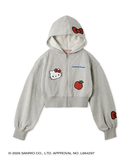 sanrio house(サンリオハウス)の「クロップドアップリケフーディー(パーカー・レディース・グレー/チャコールグレー/アイボリー/ラベンダー・F)」の3枚目の写真