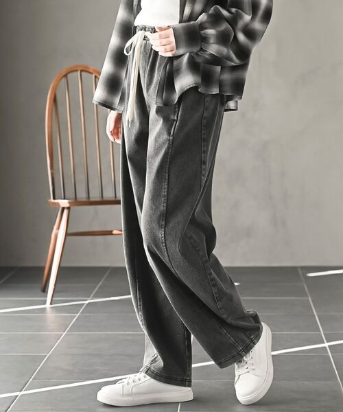 rps(アールピーエス)の「カットデニムイージーパンツ(デニムパンツ・レディース・ブラック/ブルー・フリー)」の8枚目の写真