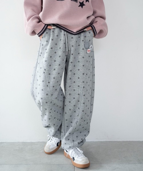 WEGO/【26年春夏新作】バッチ付きスタースウェットパンツ（スウェット