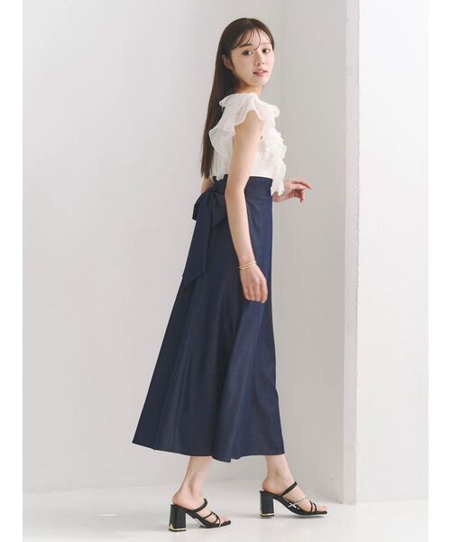 MERCURYDUO（マーキュリーデュオ）の「2WAYラッフルブラウスドッキングワンピース（ワンピース・レディース・その他1/ネイビー/オフホワイト・MEDIUM/SMALL）」の5枚目の写真