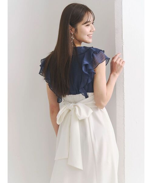 MERCURYDUO（マーキュリーデュオ）の「2WAYラッフルブラウスドッキングワンピース（ワンピース・レディース・その他1/ネイビー/オフホワイト・MEDIUM/SMALL）」の14枚目の写真