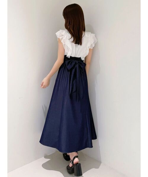 MERCURYDUO（マーキュリーデュオ）の「2WAYラッフルブラウスドッキングワンピース（ワンピース・レディース・その他1/ネイビー/オフホワイト・MEDIUM/SMALL）」の18枚目の写真