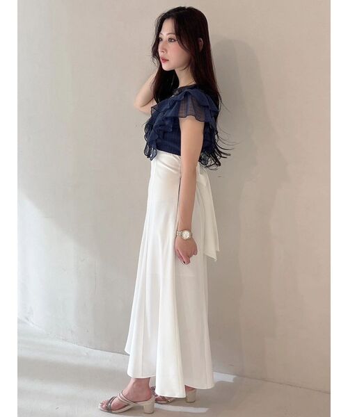 MERCURYDUO（マーキュリーデュオ）の「2WAYラッフルブラウスドッキングワンピース（ワンピース・レディース・その他1/ネイビー/オフホワイト・MEDIUM/SMALL）」の22枚目の写真