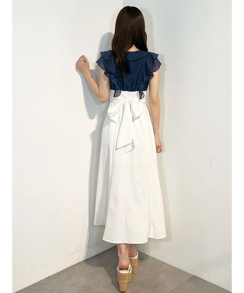 MERCURYDUO(マーキュリーデュオ)の「2WAYラッフルブラウスドッキングワンピース(ワンピース・レディース・その他1/ネイビー/オフホワイト・MEDIUM/SMALL)」の19枚目の写真