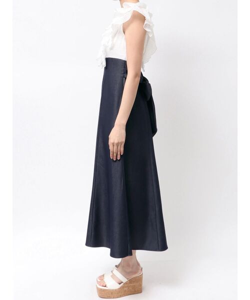 MERCURYDUO(マーキュリーデュオ)の「2WAYラッフルブラウスドッキングワンピース(ワンピース・レディース・その他1/ネイビー/オフホワイト・MEDIUM/SMALL)」の10枚目の写真