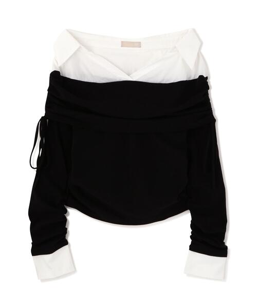 FREE'S MART（フリーズマート）の「◆シャツレイヤードオフショルダー（Tシャツ/カットソー・レディース・グレー/ブラック・FREE）」の10枚目の写真