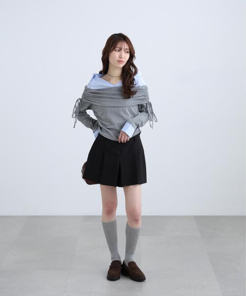 FREE'S MART（フリーズマート）の「◆シャツレイヤードオフショルダー（Tシャツ/カットソー・レディース・グレー/ブラック・FREE）」の22枚目の写真