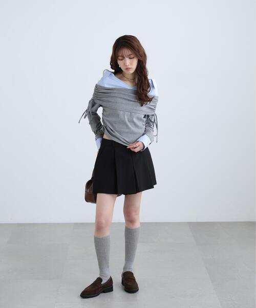 FREE'S MART（フリーズマート）の「◆シャツレイヤードオフショルダー（Tシャツ/カットソー・レディース・グレー/ブラック・FREE）」の20枚目の写真