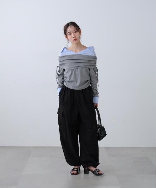 FREE'S MART（フリーズマート）の「◆シャツレイヤードオフショルダー（Tシャツ/カットソー・レディース・グレー/ブラック・FREE）」の19枚目の写真