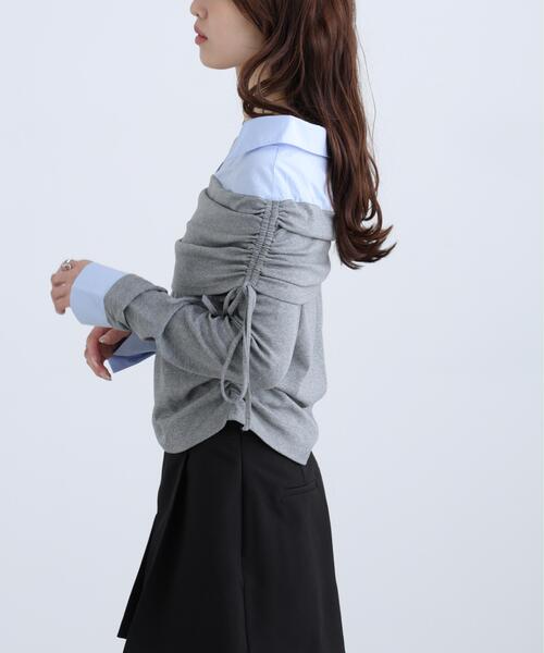 FREE'S MART（フリーズマート）の「◆シャツレイヤードオフショルダー（Tシャツ/カットソー・レディース・グレー/ブラック・FREE）」の17枚目の写真