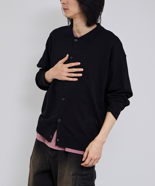 URBAN COLLECTION(アーバンコレクション)の「URBAN COLLECTIONポリニット ポロカーディガン(カーディガン/ボレロ・メンズ・ブラック/サックスブルー/グレー・S/M/L/XL)」の10枚目の写真