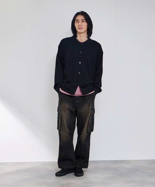 URBAN COLLECTION(アーバンコレクション)の「URBAN COLLECTIONポリニット ポロカーディガン(カーディガン/ボレロ・メンズ・ブラック/サックスブルー/グレー・S/M/L/XL)」の12枚目の写真