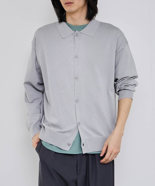 URBAN COLLECTION(アーバンコレクション)の「URBAN COLLECTIONポリニット ポロカーディガン(カーディガン/ボレロ・メンズ・ブラック/サックスブルー/グレー・S/M/L/XL)」の14枚目の写真
