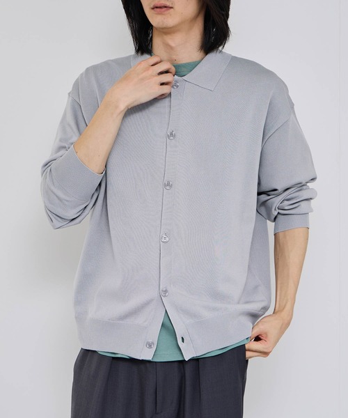 URBAN COLLECTION(アーバンコレクション)の「URBAN COLLECTIONポリニット ポロカーディガン(カーディガン/ボレロ・メンズ・ブラック/サックスブルー/グレー・S/M/L/XL)」の15枚目の写真