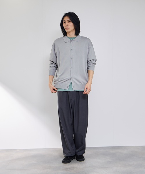 URBAN COLLECTION(アーバンコレクション)の「URBAN COLLECTIONポリニット ポロカーディガン(カーディガン/ボレロ・メンズ・ブラック/サックスブルー/グレー・S/M/L/XL)」の16枚目の写真