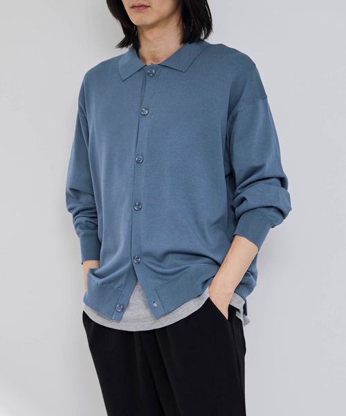 URBAN COLLECTION(アーバンコレクション)の「URBAN COLLECTIONポリニット ポロカーディガン(カーディガン/ボレロ・メンズ・ブラック/サックスブルー/グレー・S/M/L/XL)」の18枚目の写真
