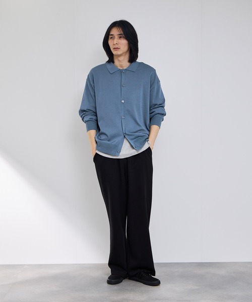URBAN COLLECTION(アーバンコレクション)の「URBAN COLLECTIONポリニット ポロカーディガン(カーディガン/ボレロ・メンズ・ブラック/サックスブルー/グレー・S/M/L/XL)」の20枚目の写真