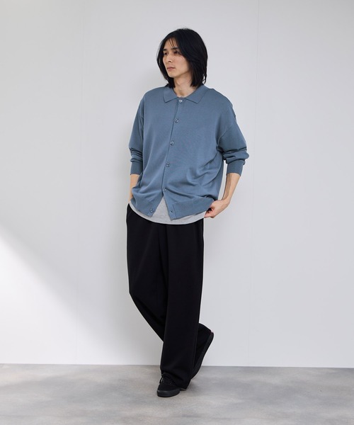 URBAN COLLECTION(アーバンコレクション)の「URBAN COLLECTIONポリニット ポロカーディガン(カーディガン/ボレロ・メンズ・ブラック/サックスブルー/グレー・S/M/L/XL)」の21枚目の写真