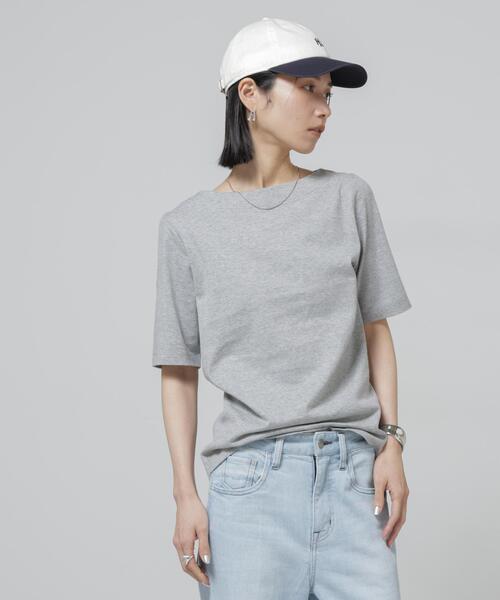 NANO universe（ナノユニバース）の「Anti Soaked(R) 汗染み防止ボートネックTシャツ（Tシャツ/カットソー・レディース・トップグレー/ブラック/ホワイト/チャコール・S/M/L）」の3枚目の写真