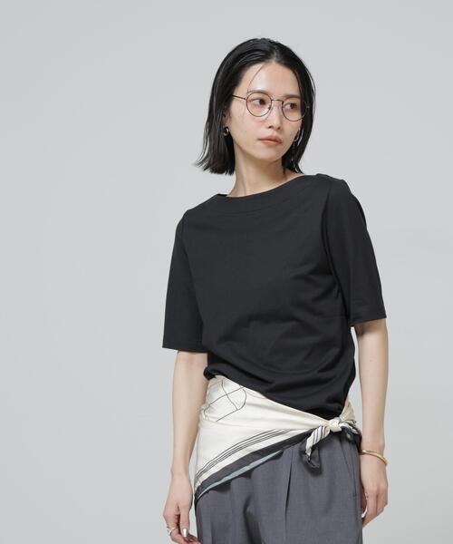 NANO universe（ナノユニバース）の「Anti Soaked(R) 汗染み防止ボートネックTシャツ（Tシャツ/カットソー・レディース・トップグレー/ブラック/ホワイト/チャコール・S/M/L）」の14枚目の写真