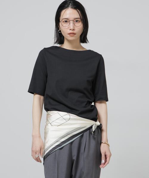 NANO universe（ナノユニバース）の「Anti Soaked(R) 汗染み防止ボートネックTシャツ（Tシャツ/カットソー・レディース・トップグレー/ブラック/ホワイト/チャコール・S/M/L）」の13枚目の写真