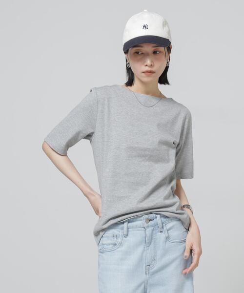 NANO universe（ナノユニバース）の「Anti Soaked(R) 汗染み防止ボートネックTシャツ（Tシャツ/カットソー・レディース・トップグレー/ブラック/ホワイト/チャコール・S/M/L）」の18枚目の写真