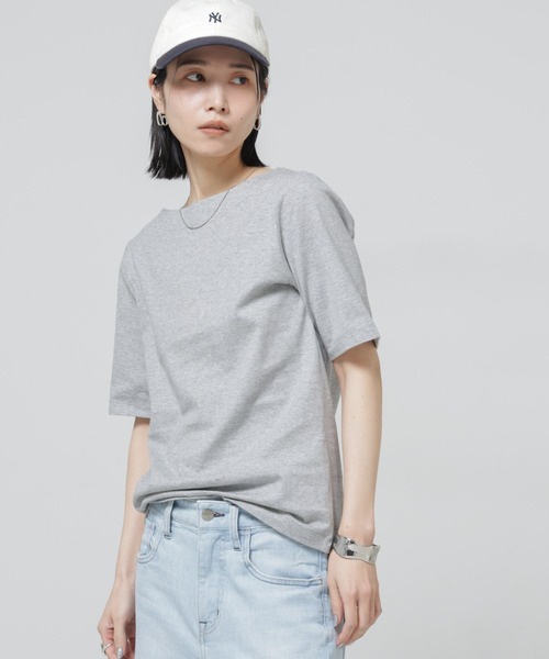 NANO universe（ナノユニバース）の「Anti Soaked(R) 汗染み防止ボートネックTシャツ（Tシャツ/カットソー・レディース・トップグレー/ブラック/ホワイト/チャコール・S/M/L）」の16枚目の写真