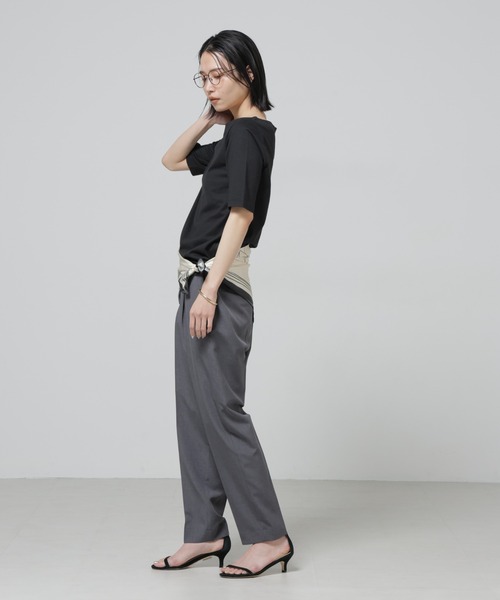 NANO universe（ナノユニバース）の「Anti Soaked(R) 汗染み防止ボートネックTシャツ（Tシャツ/カットソー・レディース・トップグレー/ブラック/ホワイト/チャコール・S/M/L）」の10枚目の写真