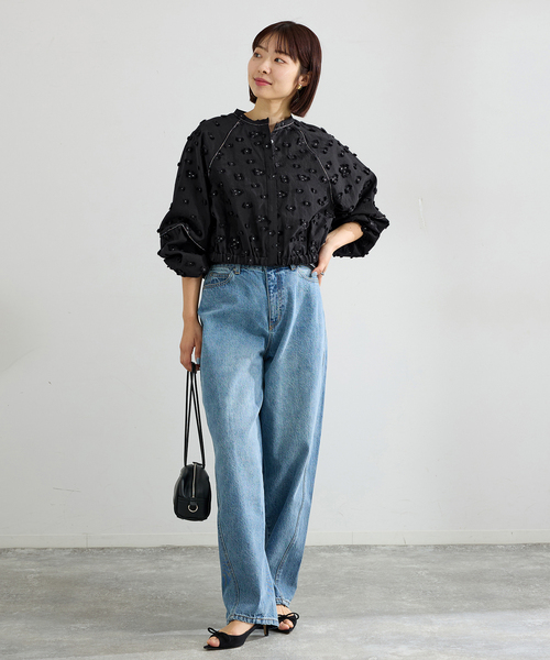 IENA(イエナ)の「フラワージャガードボリュームブラウス(シャツ/ブラウス・レディース・ブラック/ホワイト・FREE)」の12枚目の写真