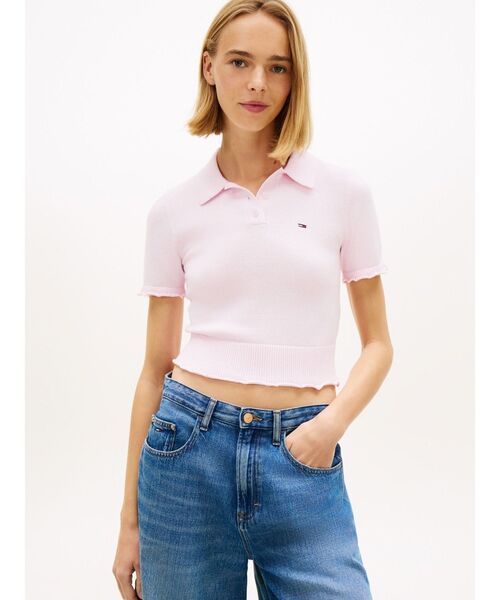 tommy jeans(トミー ジーンズ)の「ショートスリーブポロセーター(ニット/セーター・レディース・ブラック/ホワイト/ピンク・MEDIUM/SMALL/X-SMALL)」の3枚目の写真