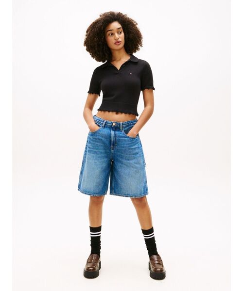 tommy jeans(トミー ジーンズ)の「ショートスリーブポロセーター(ニット/セーター・レディース・ブラック/ホワイト/ピンク・MEDIUM/SMALL/X-SMALL)」の5枚目の写真