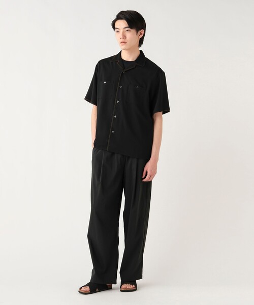 BEAMS HEART(ビームスハート)の「【6/18値下げ】ブランケットステッチ オープンカラー シャツ(ユニセックス)(シャツ/ブラウス・メンズ・ブラック/ブラウン・MEDIUM/SMALL/LARGE)」の4枚目の写真