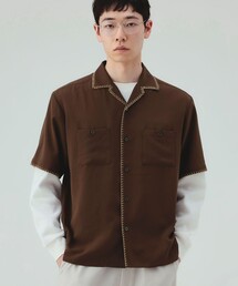 【6/18値下げ】ブランケットステッチ オープンカラー シャツ（ユニセックス）
