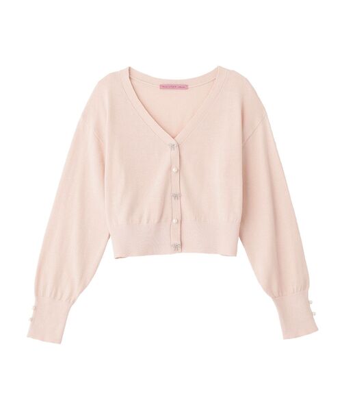 Maison de FLEUR（メゾンドフルール）の「ビジューリボンカーディガン（カーディガン/ボレロ・レディース・ブラック/ピンク・FREE）」の6枚目の写真