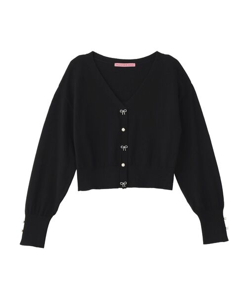 Maison de FLEUR（メゾンドフルール）の「ビジューリボンカーディガン（カーディガン/ボレロ・レディース・ブラック/ピンク・FREE）」の14枚目の写真