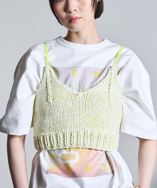 ROSE BUD(ローズバッド)の「(mici)KNIT BUSTIER(ニット/セーター・レディース・ブラック/ライトグリーン・ONE SIZE)」の1枚目の写真