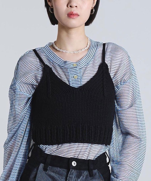 ROSE BUD(ローズバッド)の「(mici)KNIT BUSTIER(ニット/セーター・レディース・ブラック/ライトグリーン・ONE SIZE)」の2枚目の写真